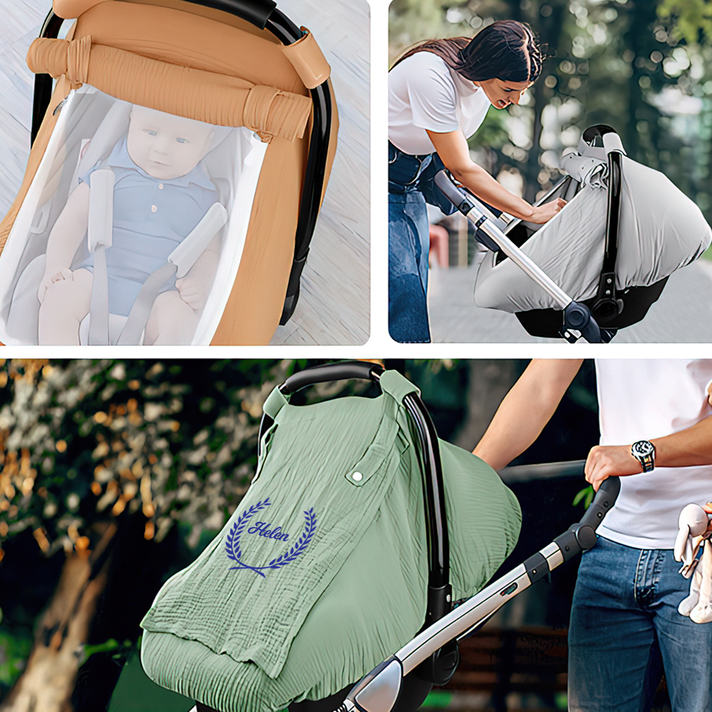 PersonalizedMuslin Car Seat Covers for Babies | CWBaby62