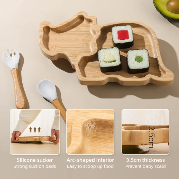 Personalised Baby Bamboo Dinosaur Plate Set | CWBaby20