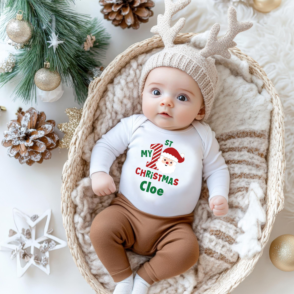Personalized Baby Merry Christmas White Ropmer | CWBaby104