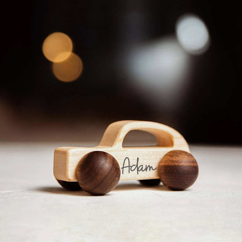 Personalized Baby Natural Wooden Cars Toy | CWToy101