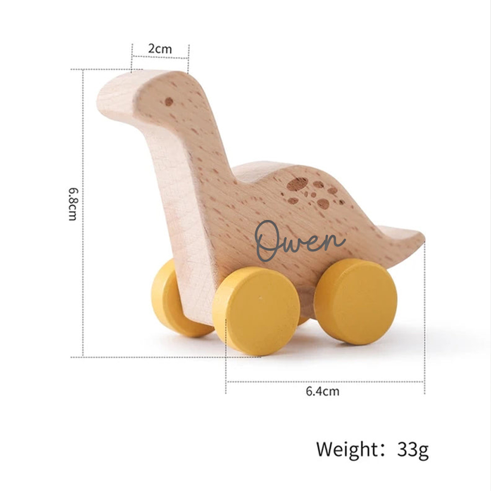 Personalized Natural Wooden Early Education Dinosaur Cars Toy Trolley | CWToy103