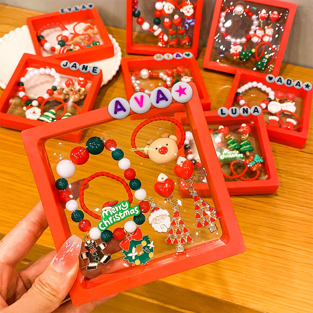 Personalized Lovely Little Girl's Christmas Santa Claus Jewelry Set Bo
