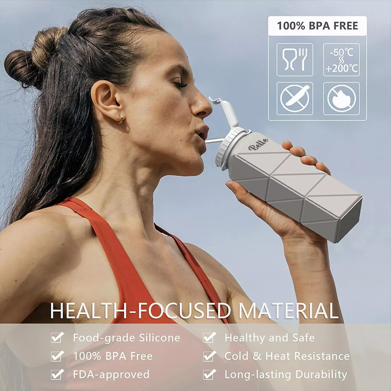 Personalised BPA Free 20oz Food Grade Silicone Foldable Water Bottles | YouBottle80