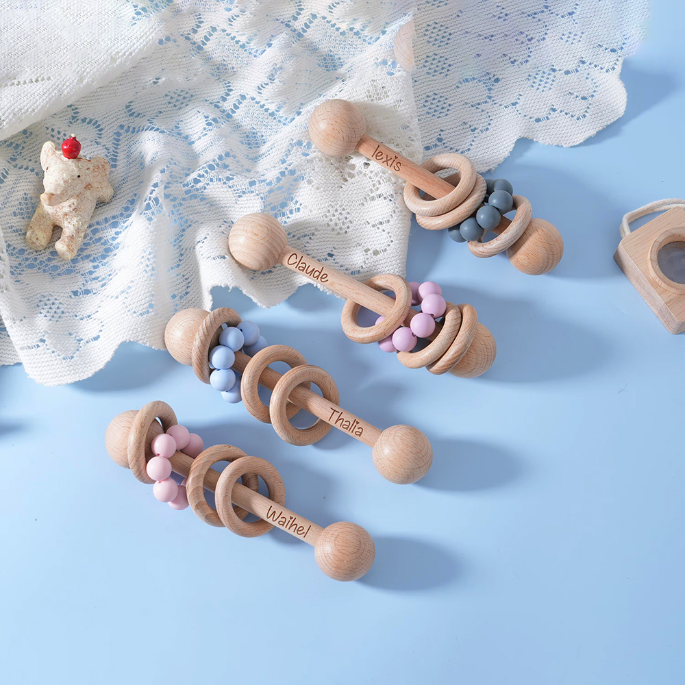 Personalized Cute Baby Wooden Rattle | CWBaby152