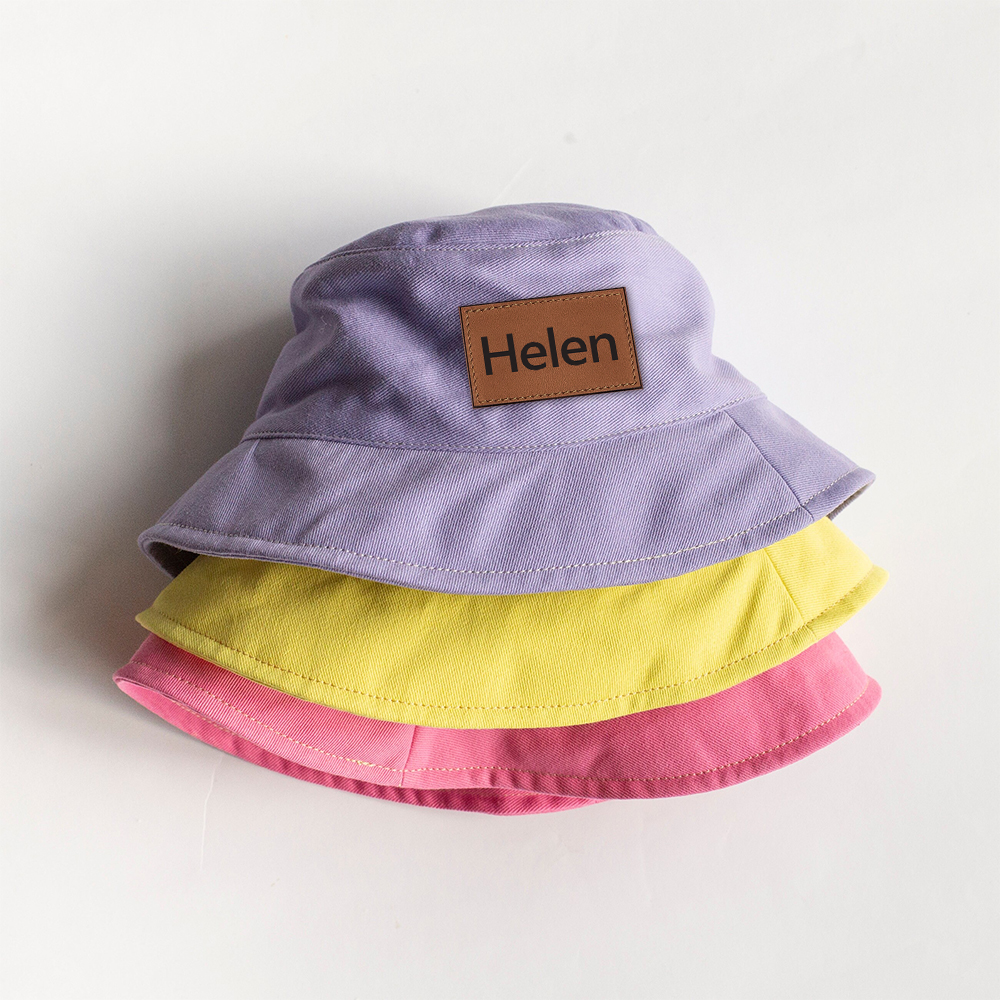 Personalized Kid Leather Patch Bucket Sunbonnet for Comfort & Unique | CWBeach157