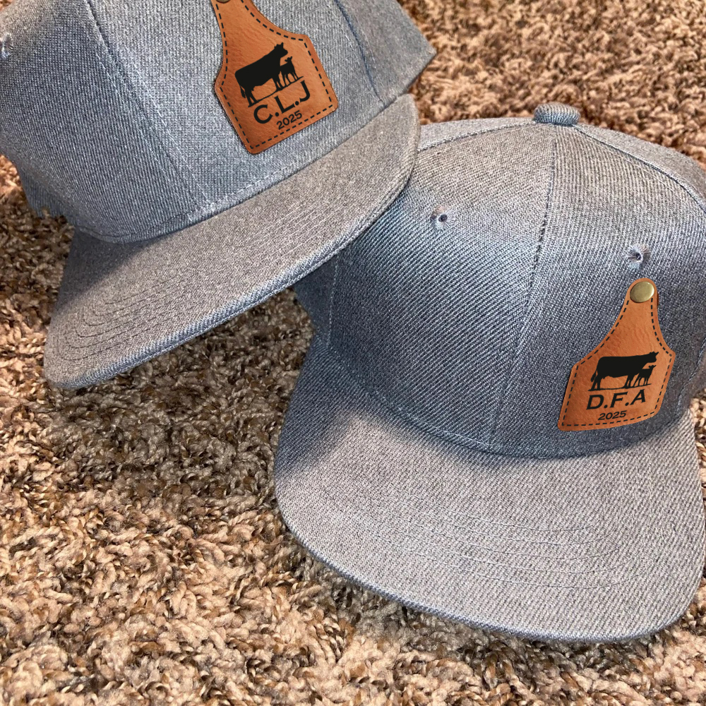 Personalize Kids Leather Patch Cow Tag Hat | CWBeach158