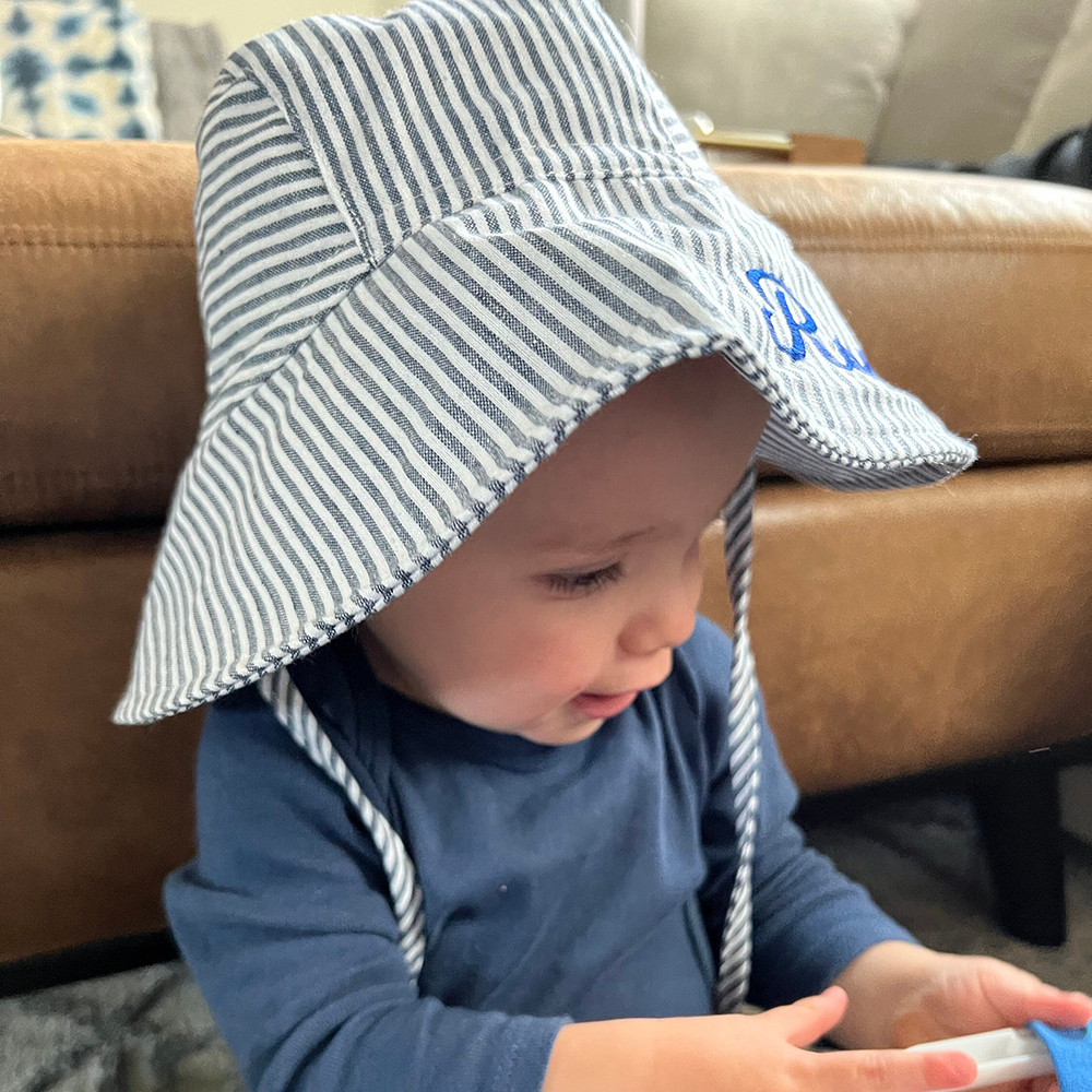 Personalized Embroidery Seersucker Sun Protection Hat | CWBeach161