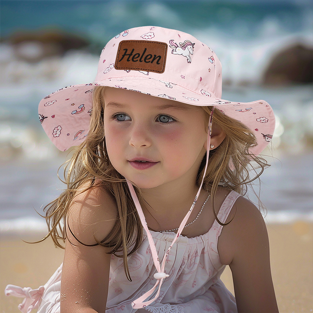 Personalized Leather Patch Cute Bucket Hat for Comfort & Unique | CWBeach174