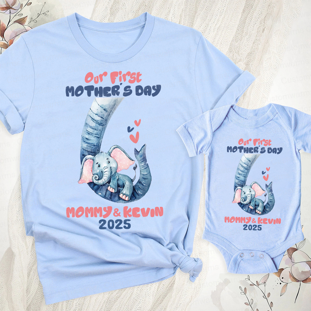 Personalized First Mother's Day Mommy and Baby Outfit | CWFamily35