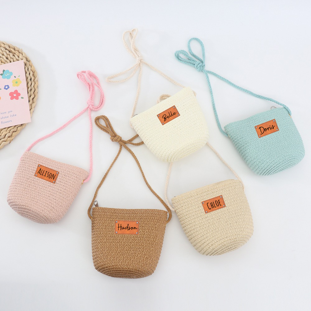 Personalized Summer Leather Patch Straw Bag for Comfort & Unique | CWBeach49