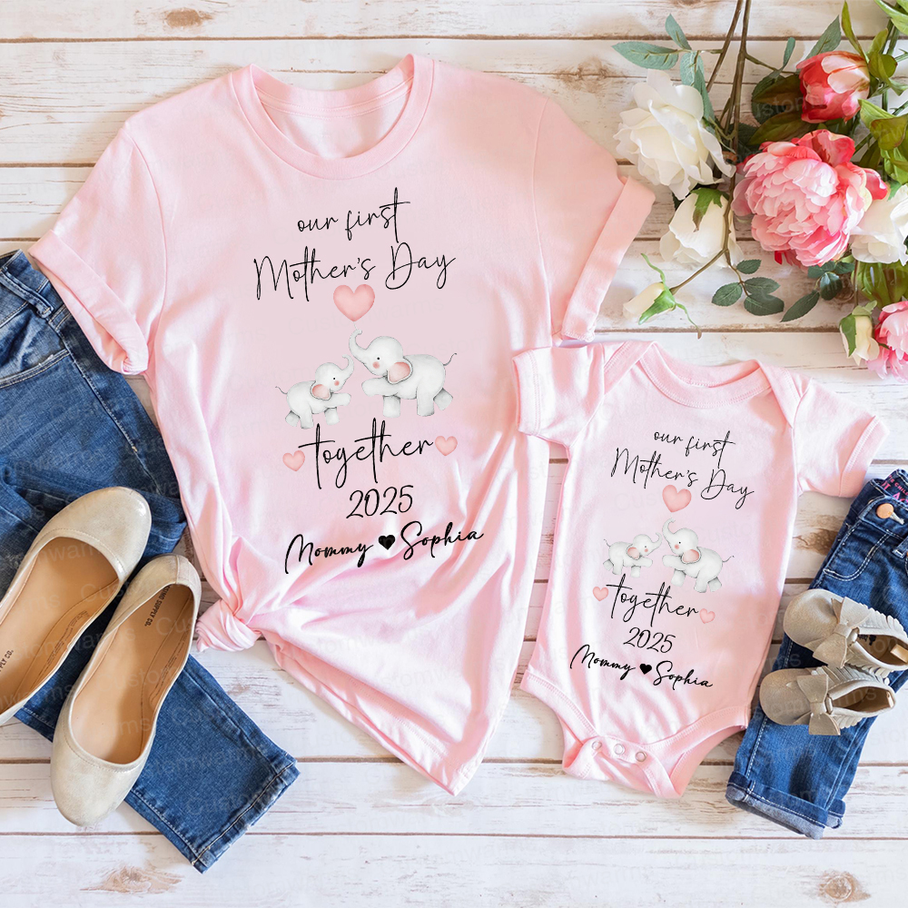 Personalized First Mother's Day Mommy and Baby Outfit | CWFamily26