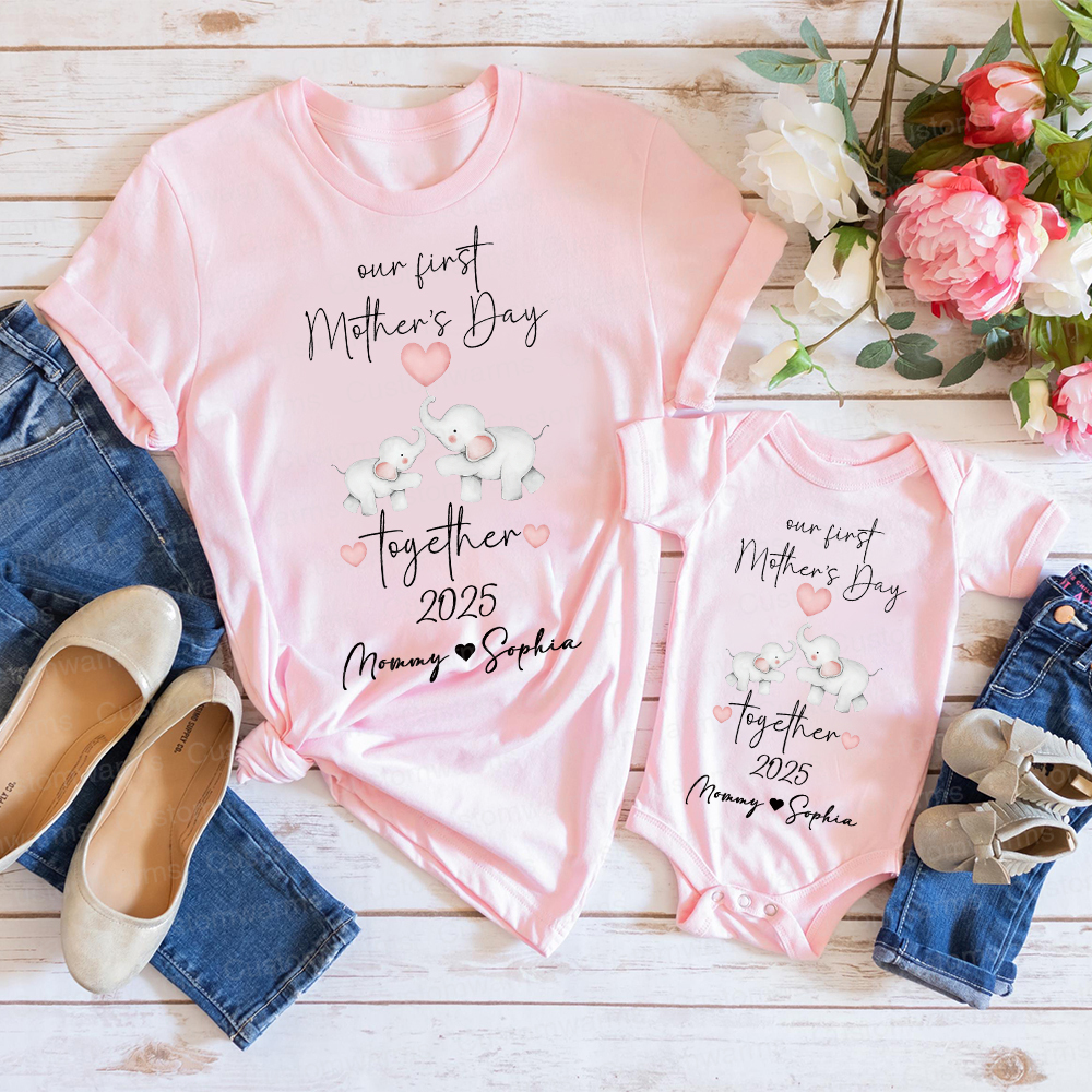 Personalized First Mother's Day Mommy and Baby Outfit | CWFamily26