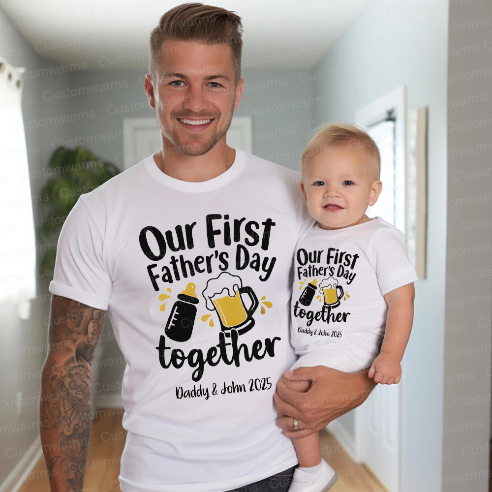 Personalized First Father's Day Daddy and Baby Outfit | CWFamily42