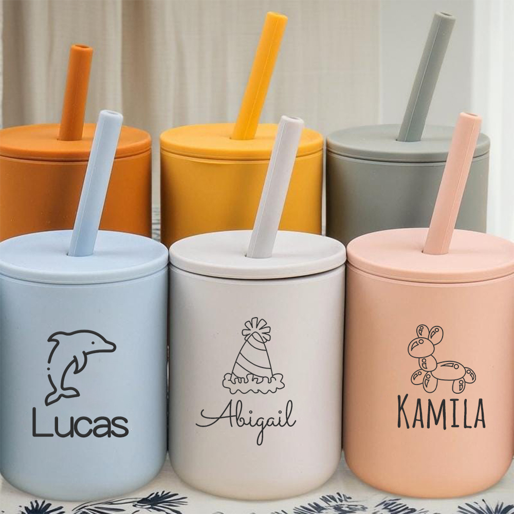 Personalised Baby Food Grade Sippy Silicone Cup  | CWBaby213