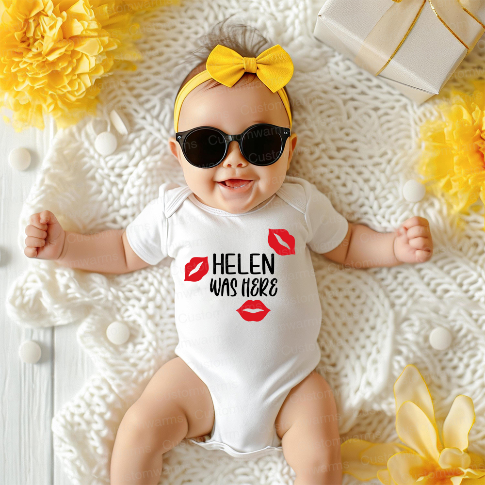 Personalized Baby I Was Here Kisses Romper | CWBaby215