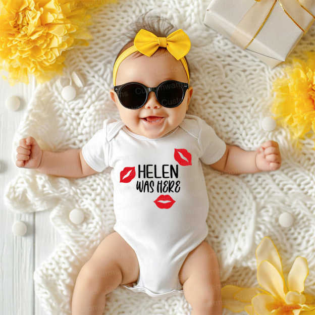 Personalized Baby I Was Here Kisses Romper | CWBaby215