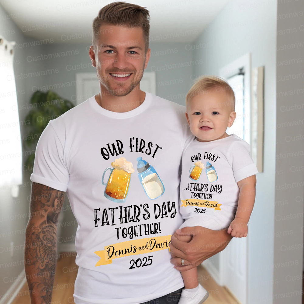 Personalized First Father's Day Daddy and Baby Outfit | CWFamily64