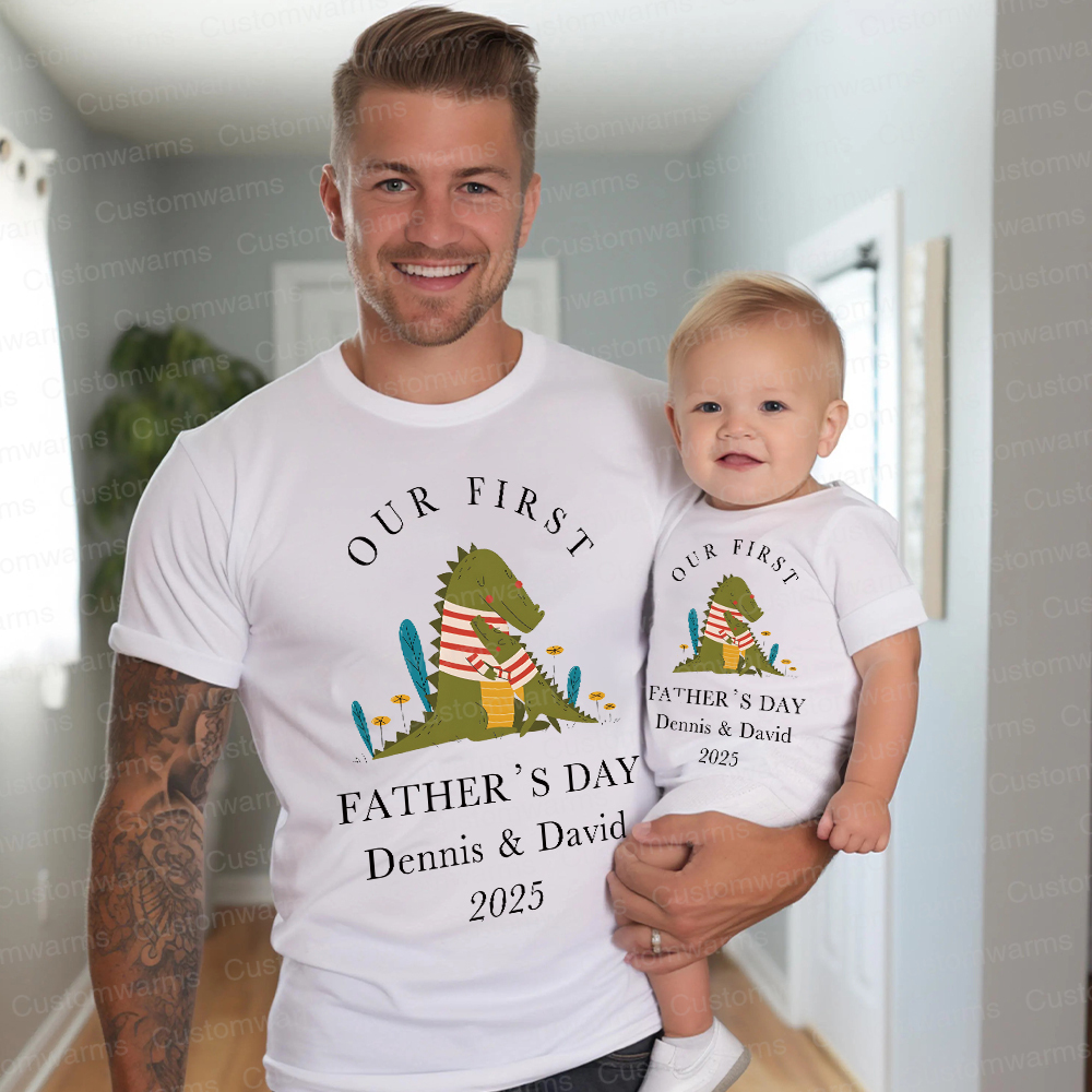 Personalized First Father's Day Daddy and Baby Outfit | CWFamily72