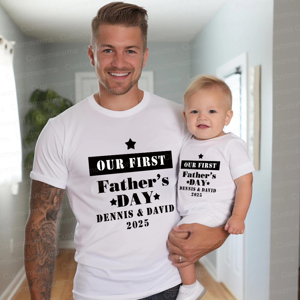 Personalized First Father's Day Daddy and Baby Outfit | CWFamily73
