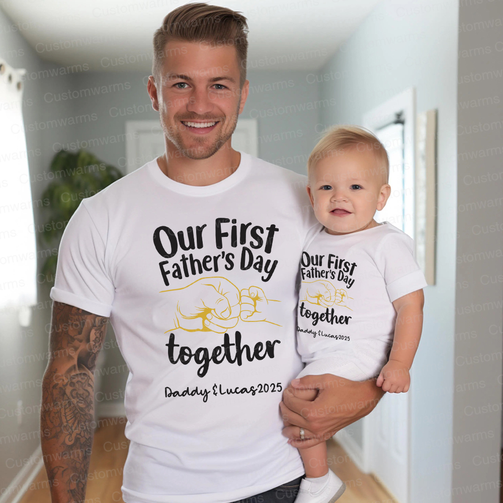 Personalized First Father's Day Daddy and Baby Outfit | CWFamily74