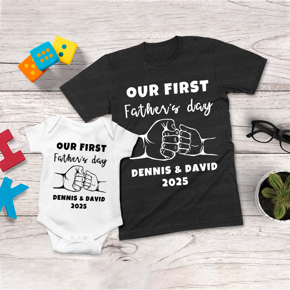 Personalized First Father's Day Daddy and Baby Outfit | CWFamily67