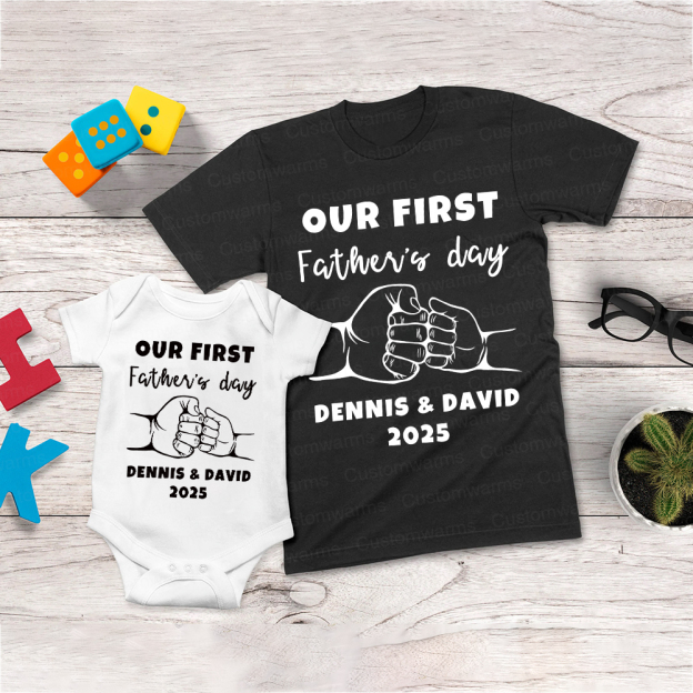 Personalized First Father's Day Daddy and Baby Outfit | CWFamily67