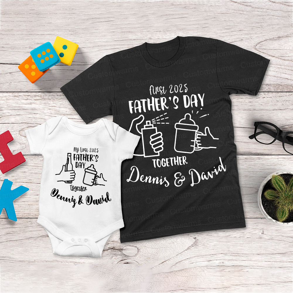 Personalized First Father's Day Daddy and Baby Outfit | CWFamily68