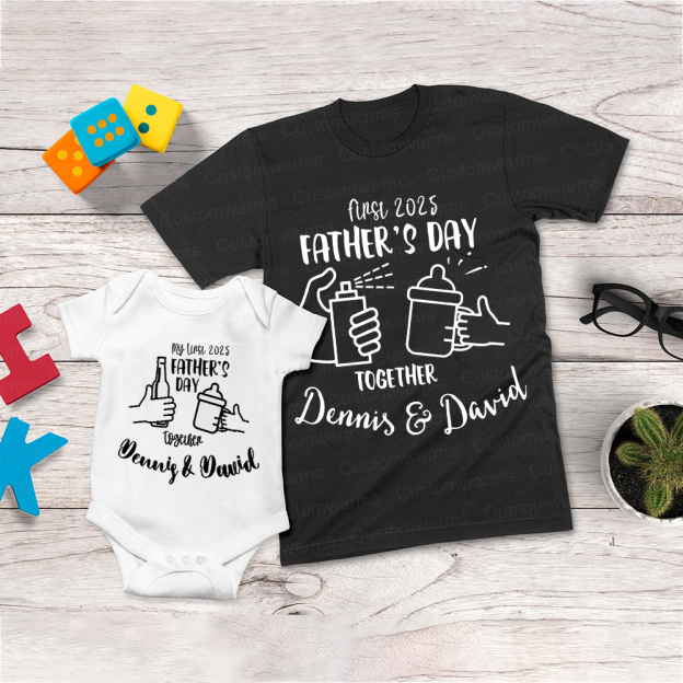 Personalized First Father's Day Daddy and Baby Outfit | CWFamily68