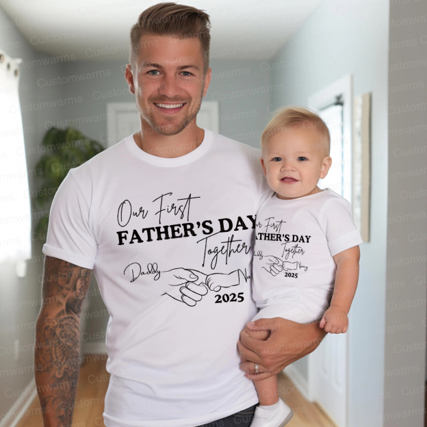 Personalized First Father's Day Daddy and Baby Outfit | CWFamily75