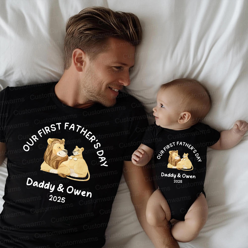 Personalized First Father's Day Daddy and Baby Outfit | CWFamily77