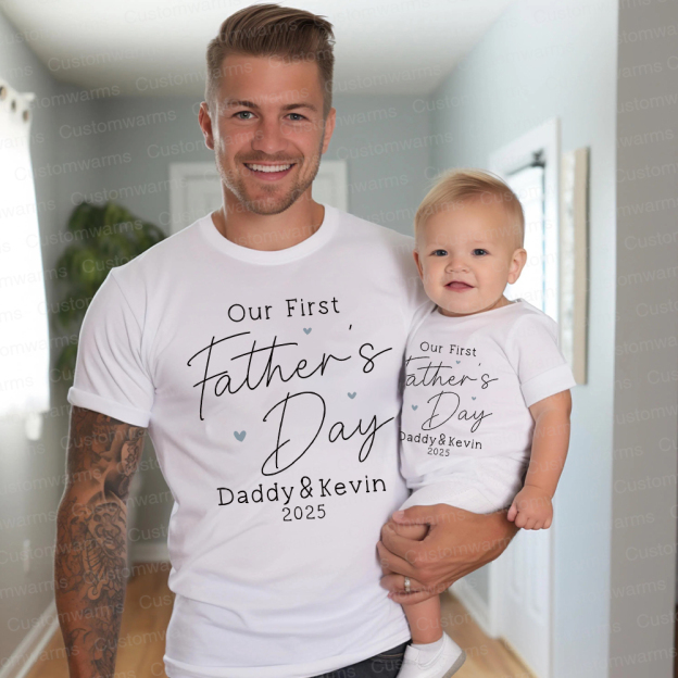 Personalized First Father's Day Daddy and Baby Outfit | CWFamily78