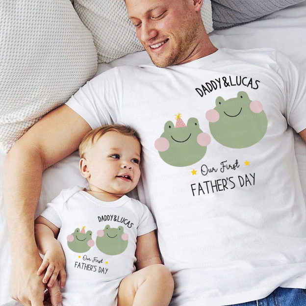 Personalized First Father's Day Daddy and Baby Outfit | CWFamily80