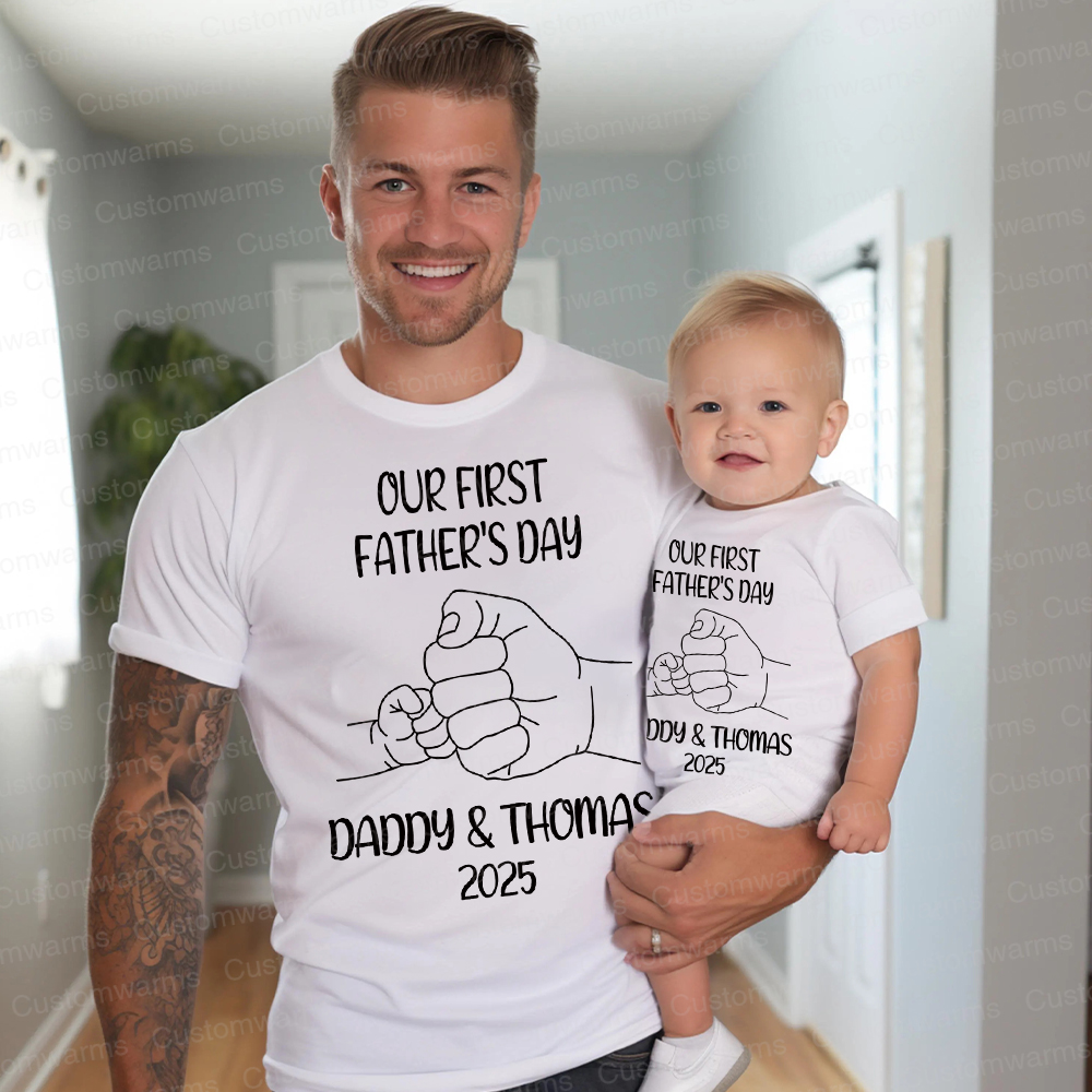 Personalized First Father's Day Daddy and Baby Outfit | CWFamily82