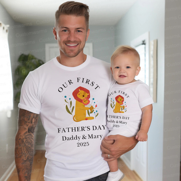 Personalized First Father's Day Daddy and Baby Outfit | CWFamily83
