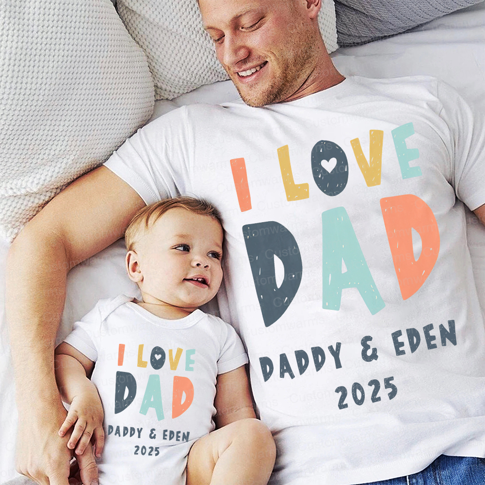Personalized First Father's Day Daddy and Baby Outfit | CWFamily87