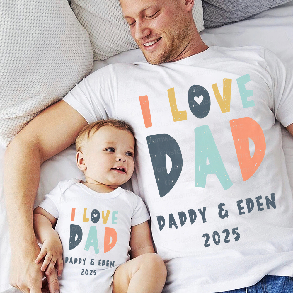 Personalized First Father's Day Daddy and Baby Outfit | CWFamily87