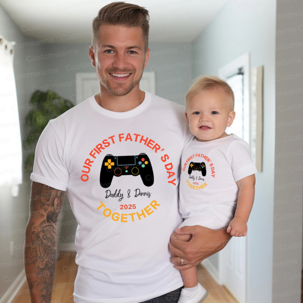 Personalized First Father's Day Daddy and Baby Outfit | CWFamily96