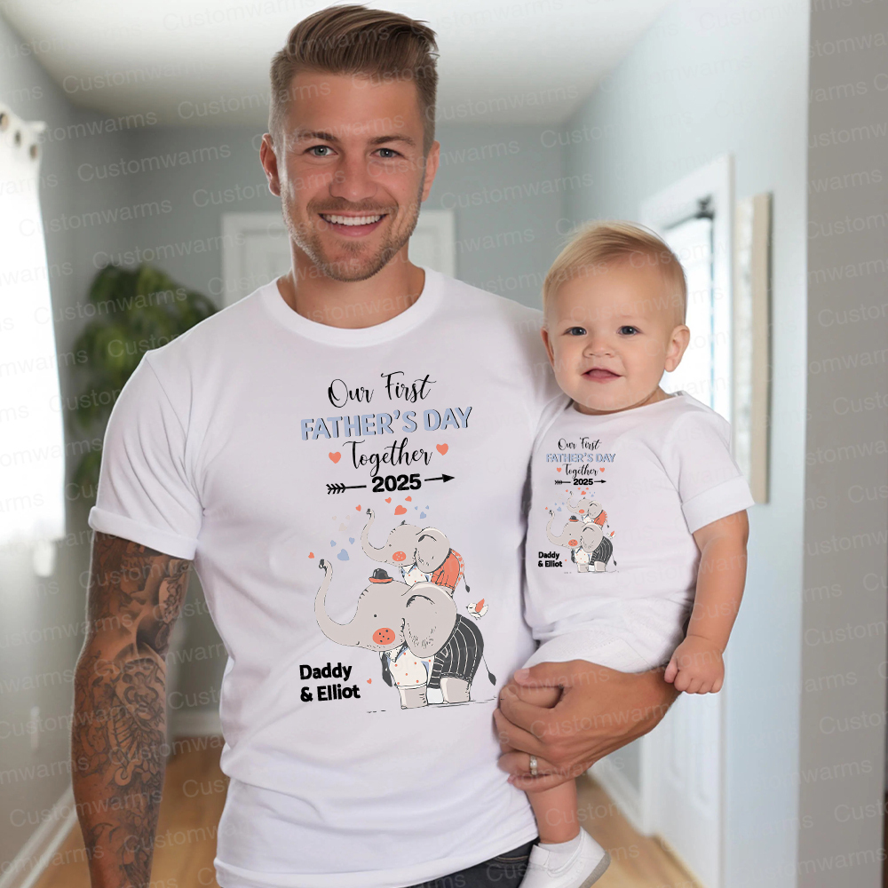 Personalized First Father's Day Daddy and Baby Outfit | CWFamily100