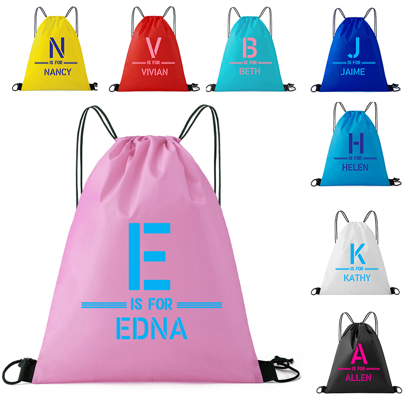 Personalized Initial & Name Beach Drawstring Rucksack Bag | CWBeach71