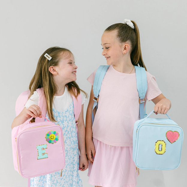 Personalized Lovely Chenille Letters Patch Kids School Backpack Set