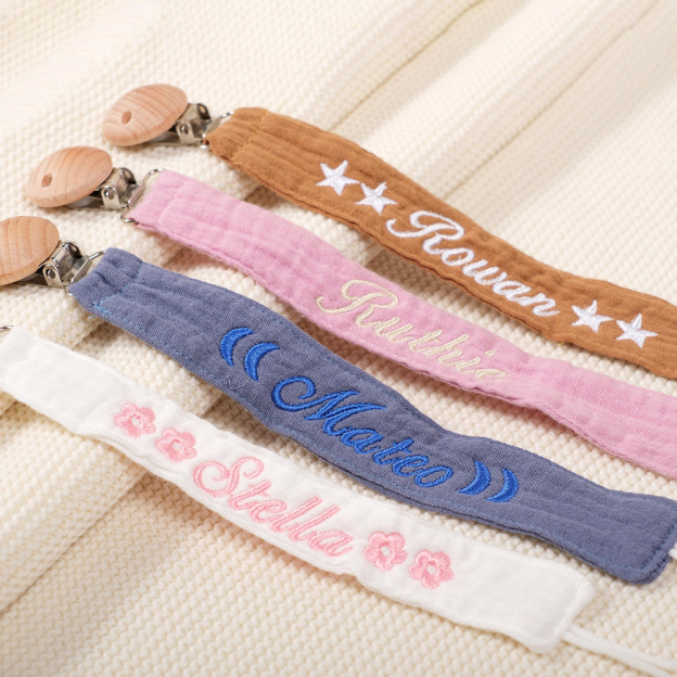 Personalized Baby Embroidered Pacifier Strap with Name | CWToy129