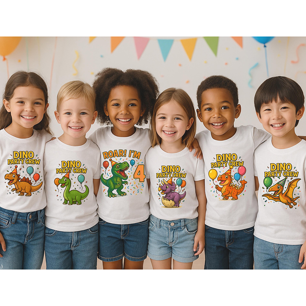Personalized Dinosaur Party Birthday T-Shirt | inBirth34