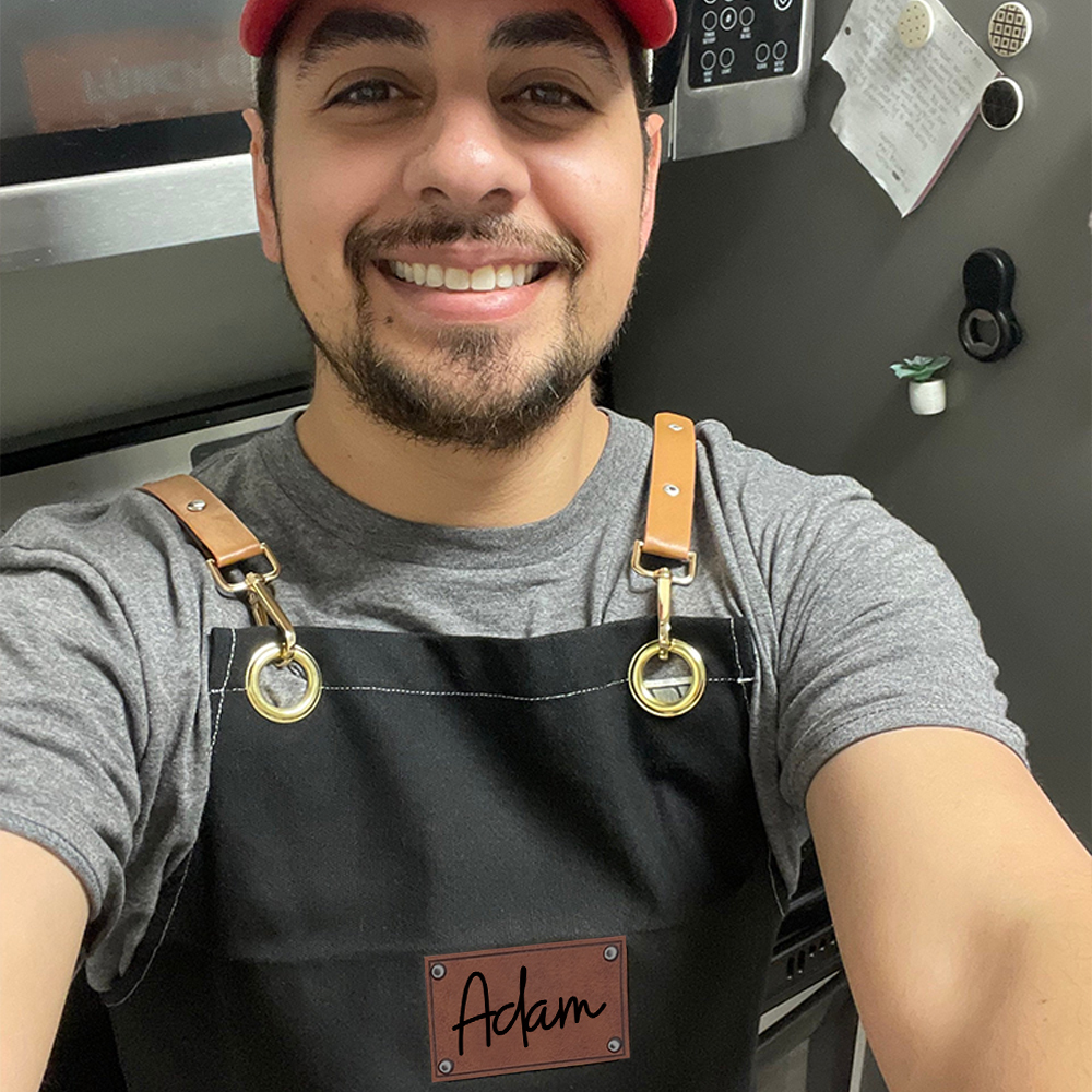 Personalized Leather Patch Canvas Apron with Pockets for Kid & Adult | Apron25