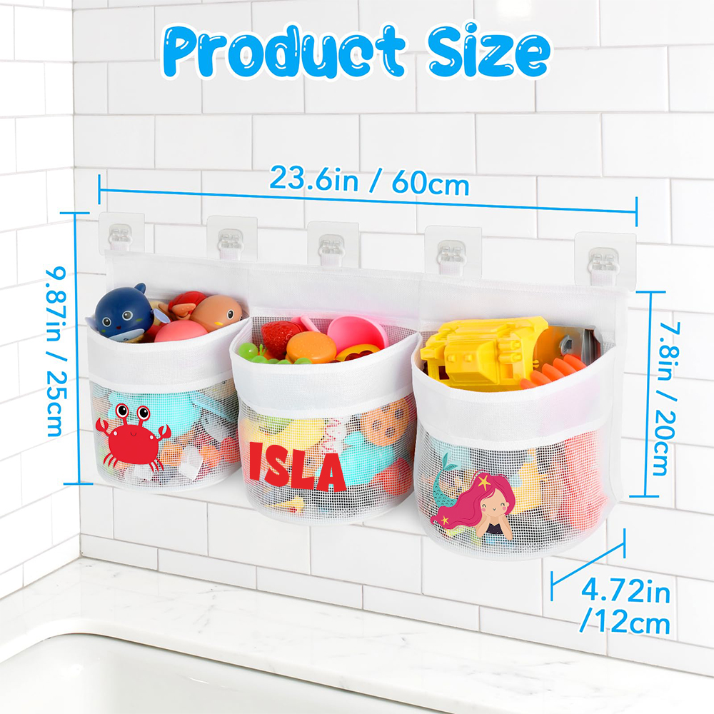 Personalized Wall-mounted Bath Toy Storage Mesh Bag | CWToy137