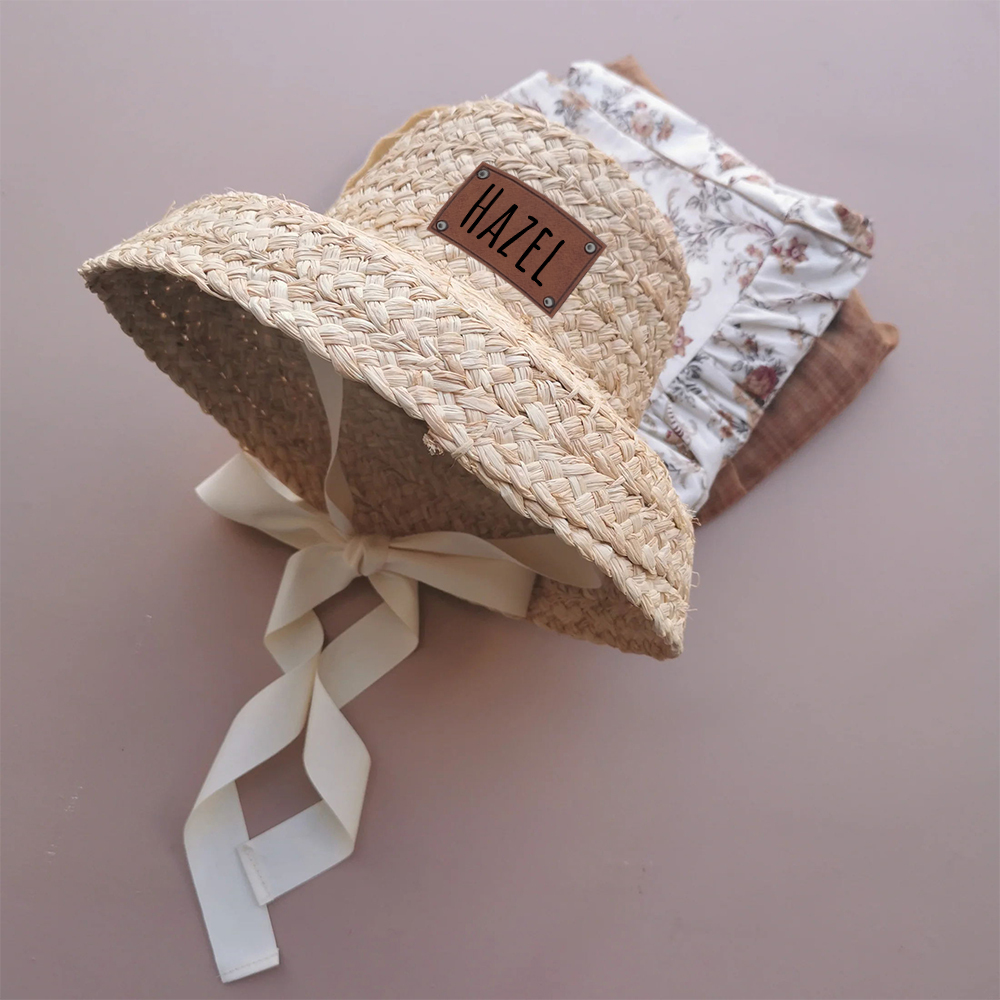 Personalized Summer Leather Patch Straw Hat for Comfort & Unique | CWBeach85