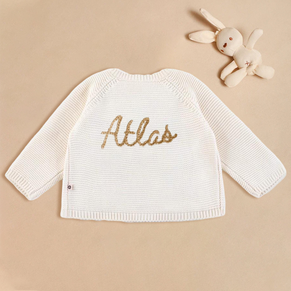 Personalized Hand Embroidered Baby Cardigan | CWBaby282