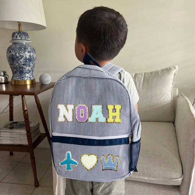 Personalized Kids Seersucker Backpack Insulation Lunch Box