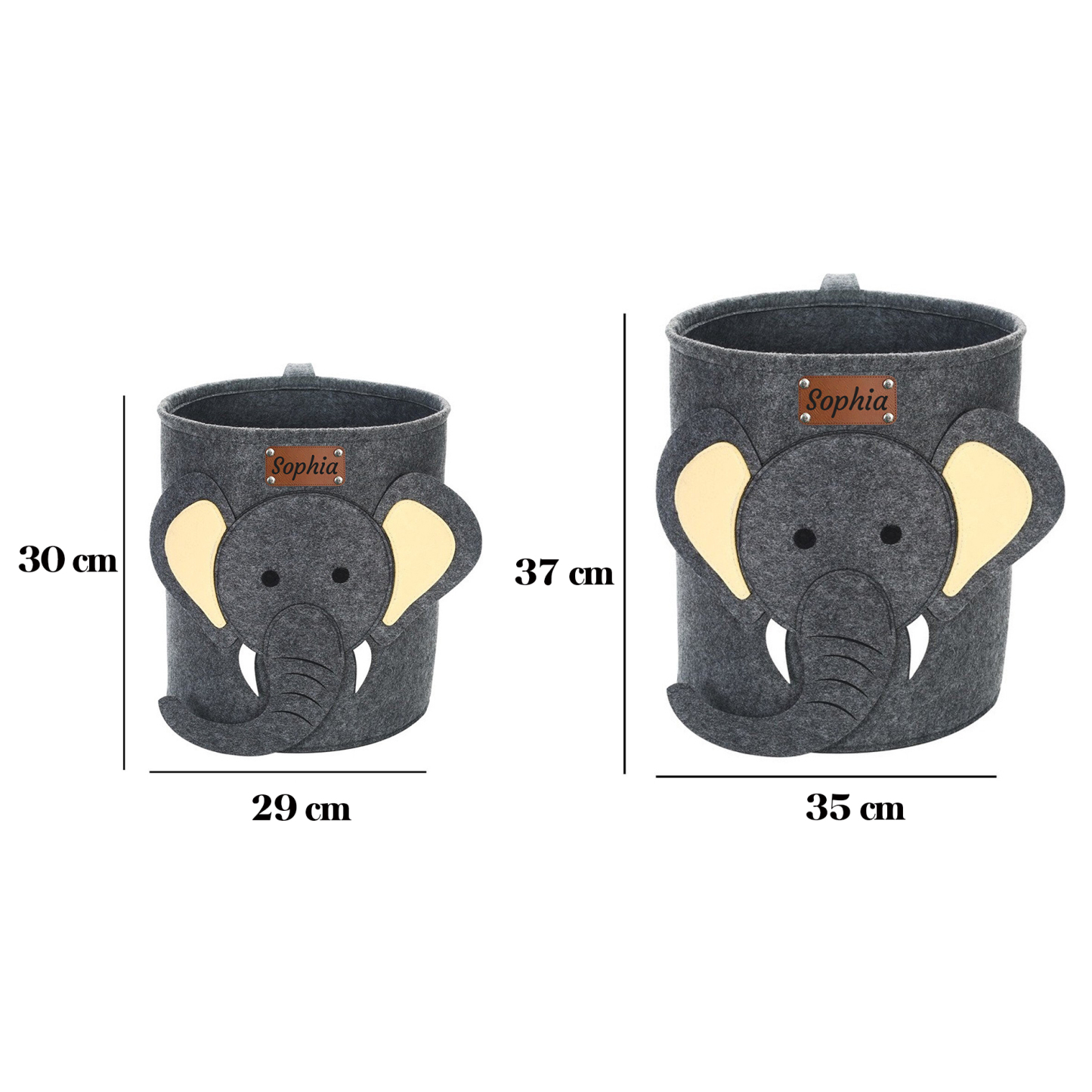 Personalized Leather patch Felt Laundry & Toy Storage Baskets | CWToy140