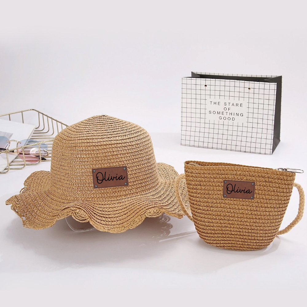 Personalized Lovely Straw Bucket Beach Hats with Matching Purse for Comfort & Unique | CWBeach87