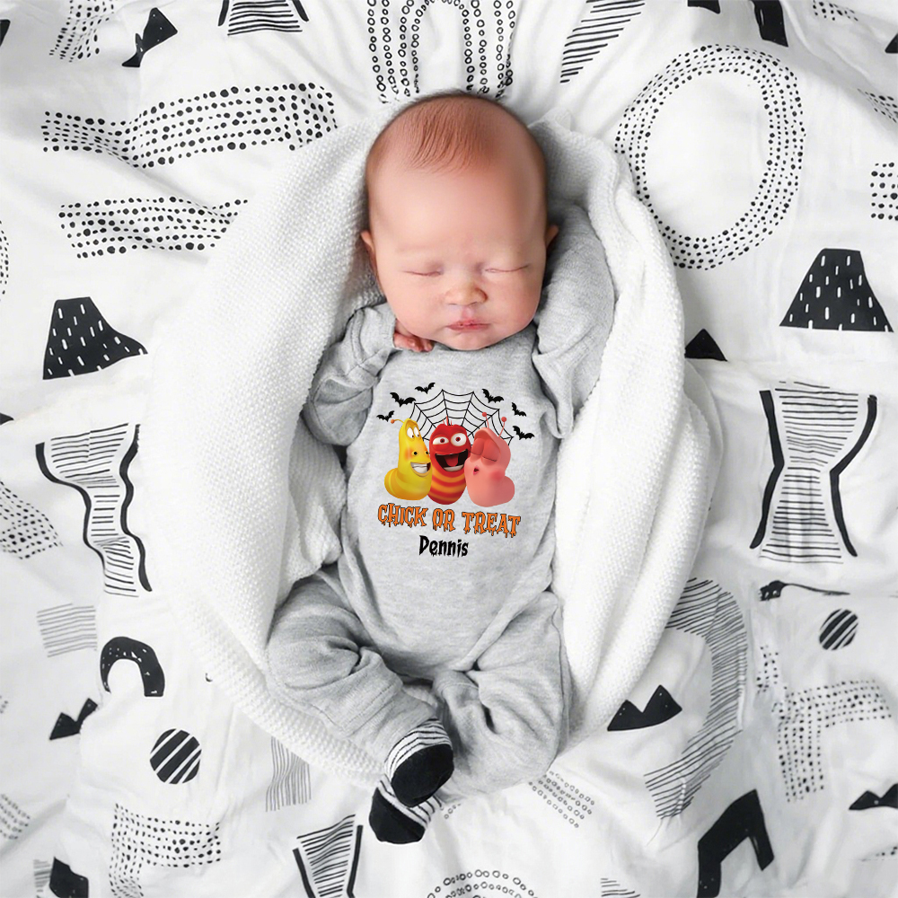 Personalized Larva's Halloween Funny Baby Romper | Larva08